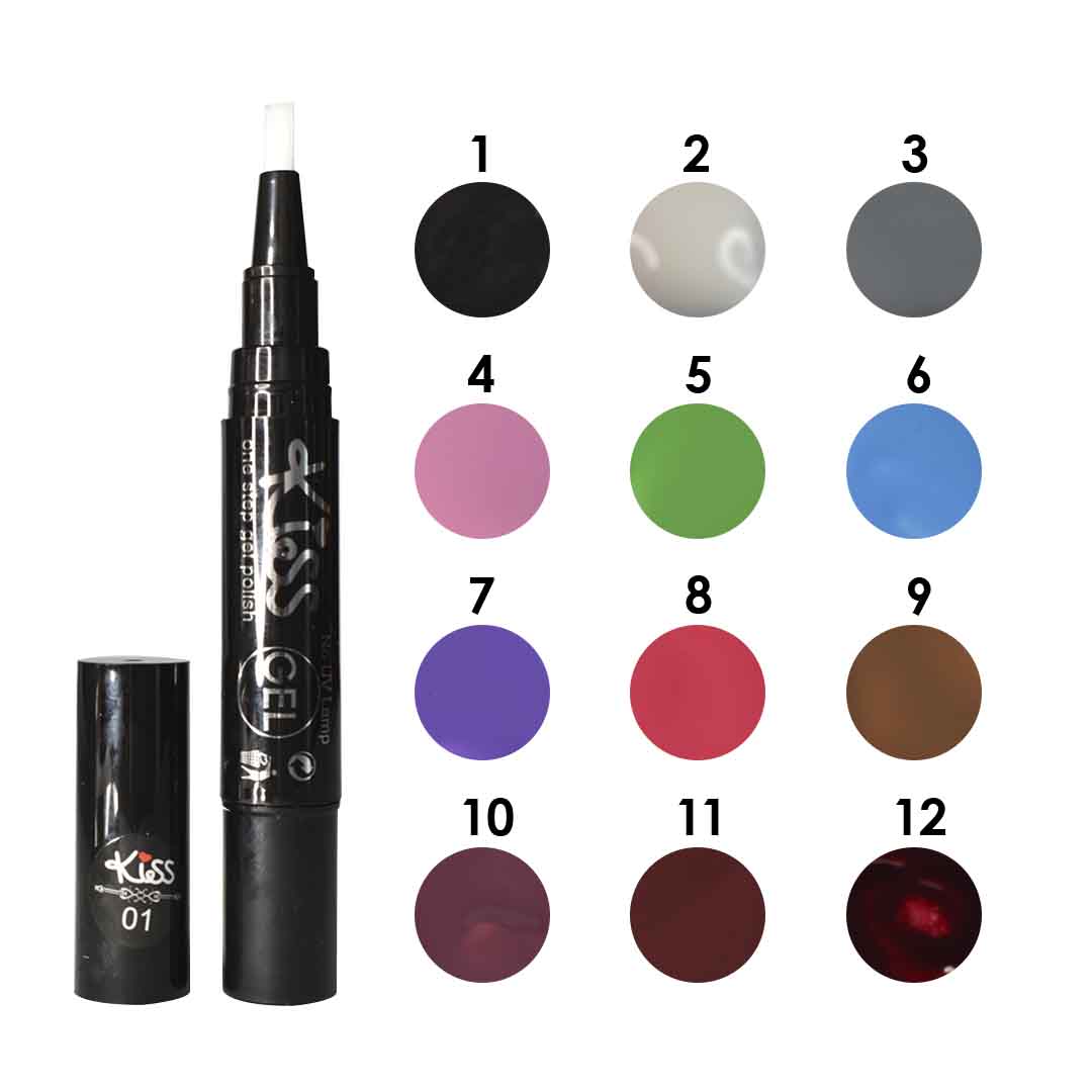 Esmaltes gel polish kiss lapicero con punta de brocha a