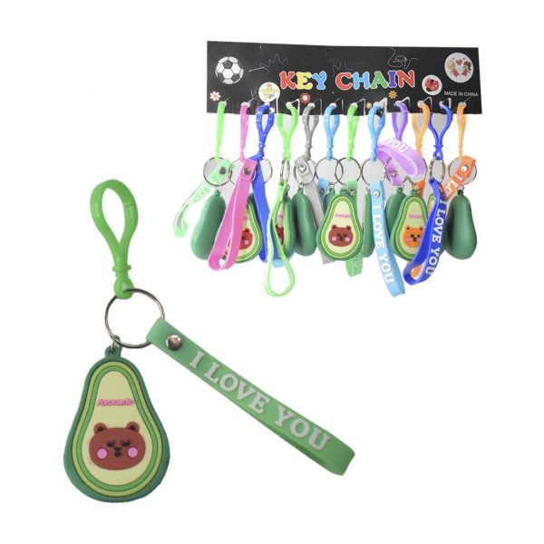 Llaveros de colores con diseño de aguacate con osos
