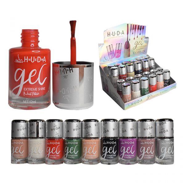 Caja de esmaltes huda gel fashion tapa plateada