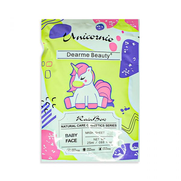 Mascarilla sobre de colores dearme beauty diseño unicornio