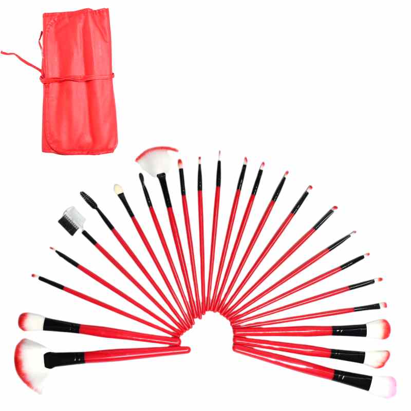 Estuche profesional de brochas rojas 24u