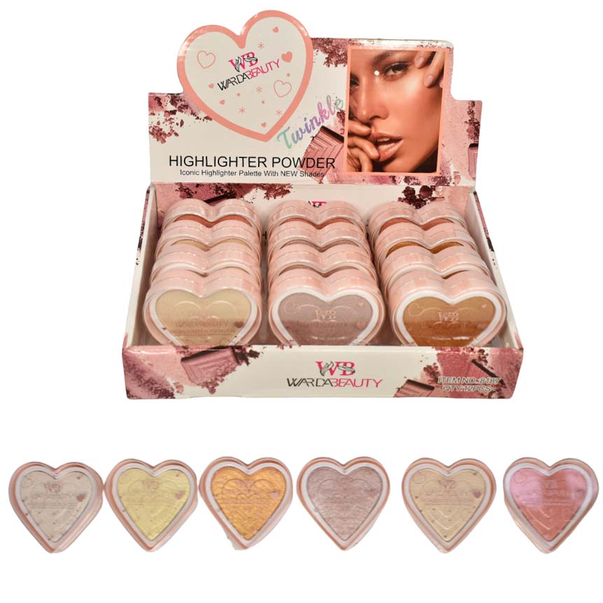 Polvo iluminador WardaBeauty con diseño de corazón