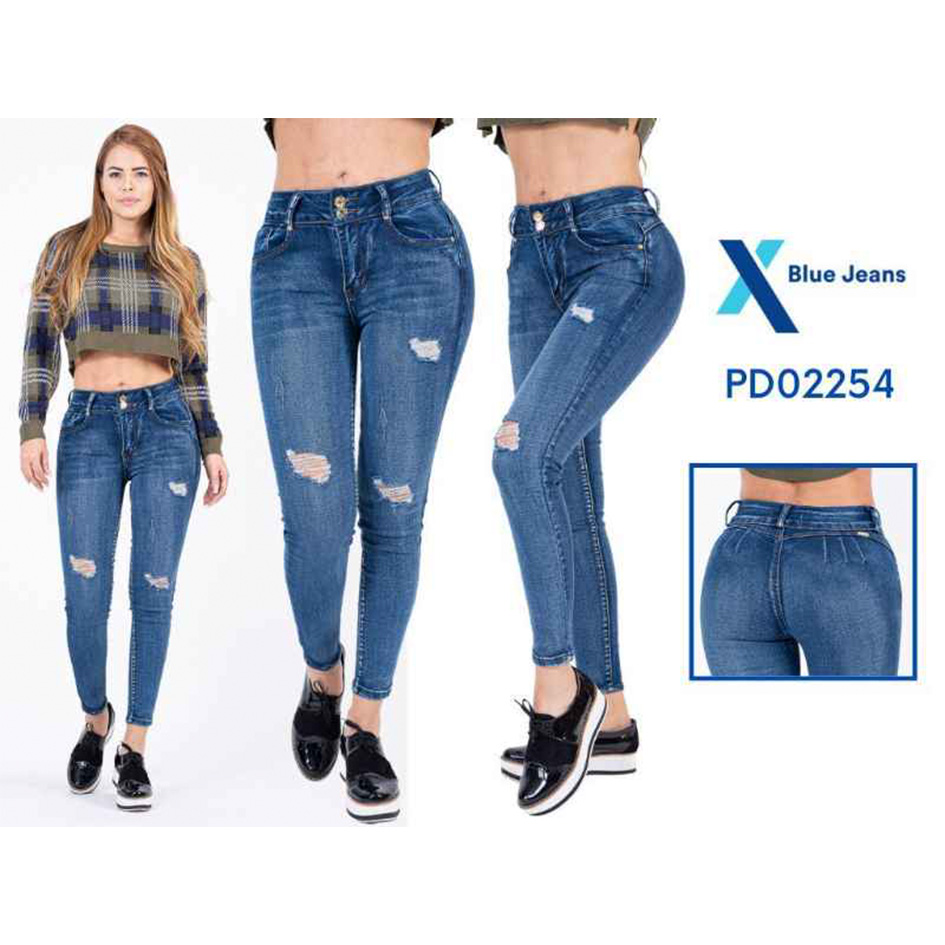 Pantalon xblue en degradado con diseño rasgado