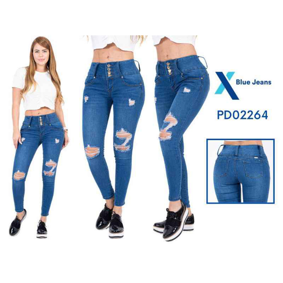 Pantalon Xblue azul rasgado 4 botones
