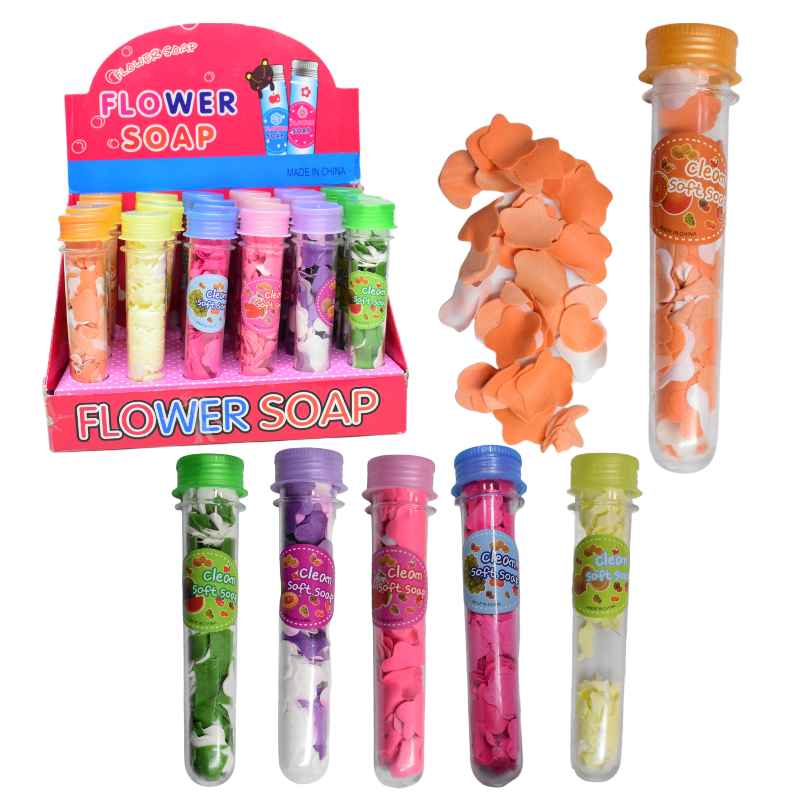 Jabon en tubo presentacion petalos de flores tapa de color