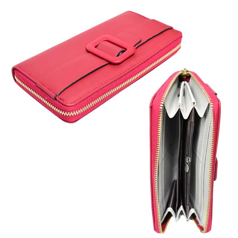 Billetera lisa con cincho al frente color rojo