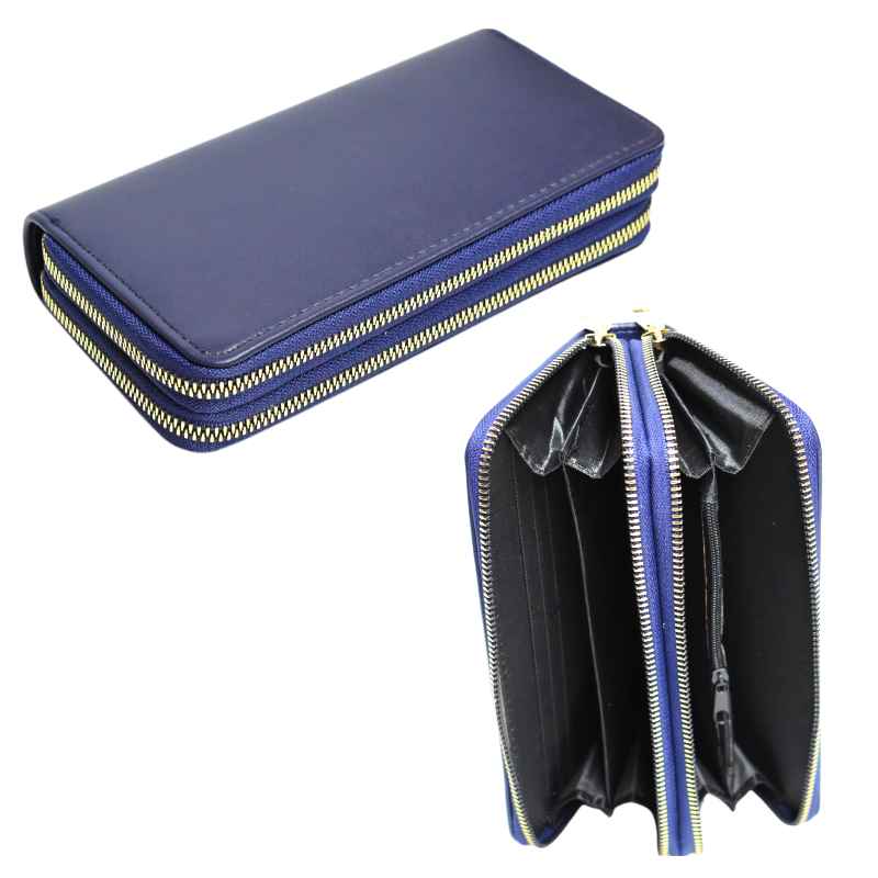Billetera azul con diseño liso para dama