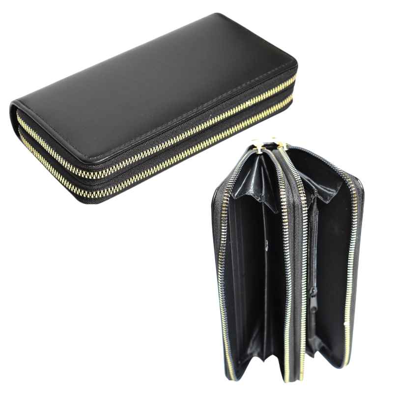 Billetera negra con diseño liso para dama