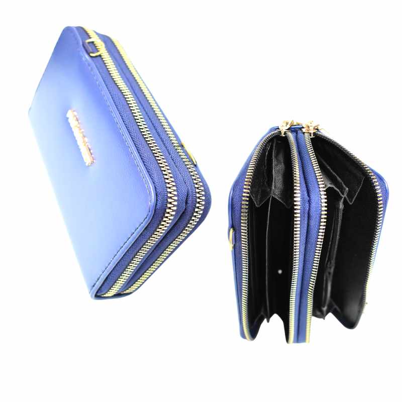 Billetera azul pink in sweet 2 espacios diseño liso