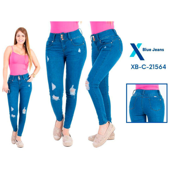 Pantalon Xblue azul rasgado 3 botones