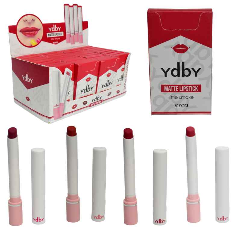Caja de labiales con diseño de cigarros marca YDBY caja roja con blanco