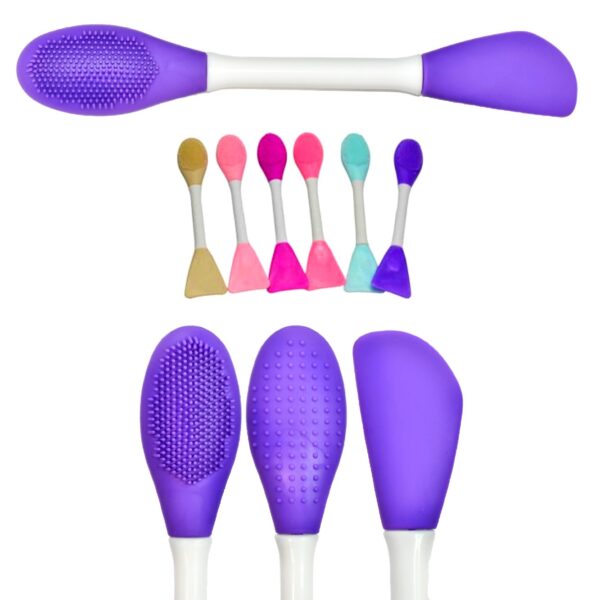 Brocha de silicona para maquillaje con aplicador triangular y cepillo facial