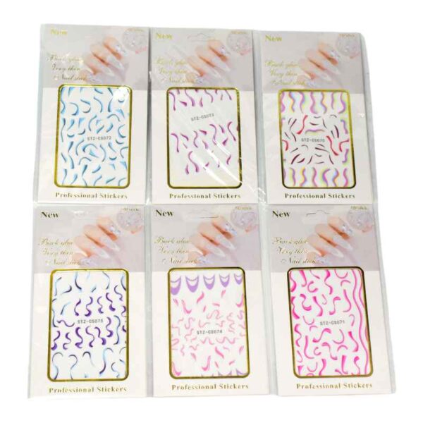 Decoraciones para uñas en sticker diseños y colores variados