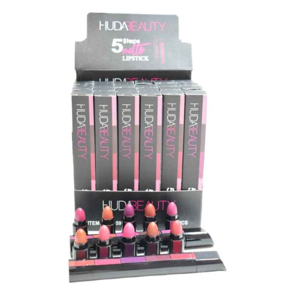 Labiales en barra hudabeauty 5 en 1 caja negra