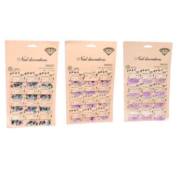 Decoración para uñas empaque rosado nails swaski