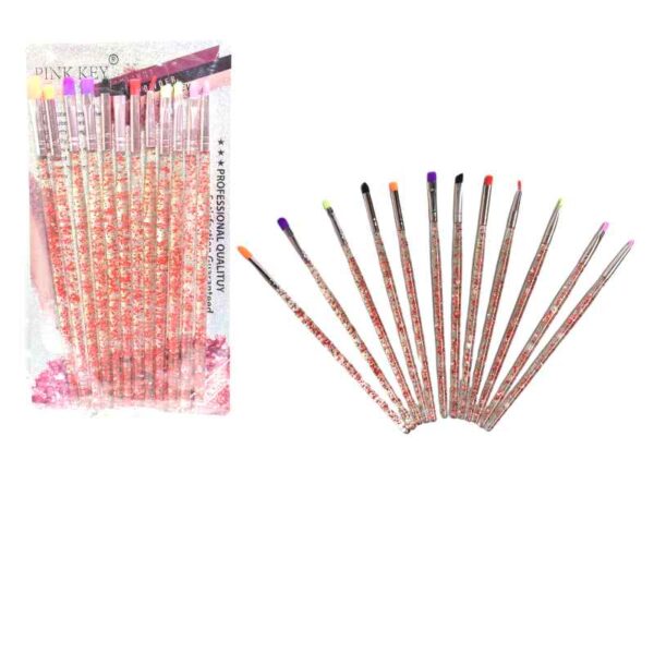 Kit de brochas diseño glitter rojo 12u