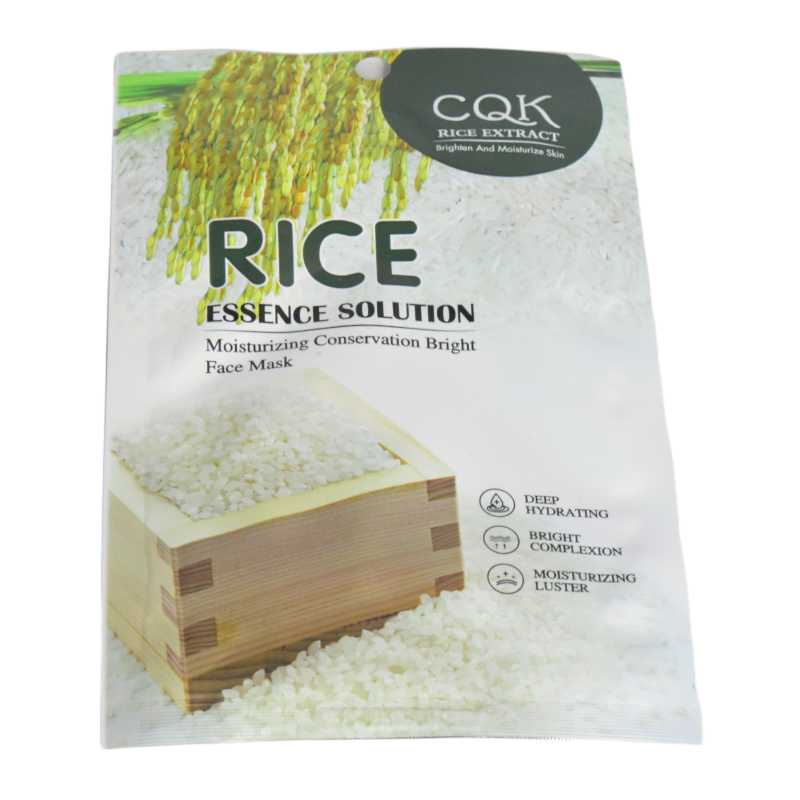 Mascarilla cqk de arroz en sobre color blanco