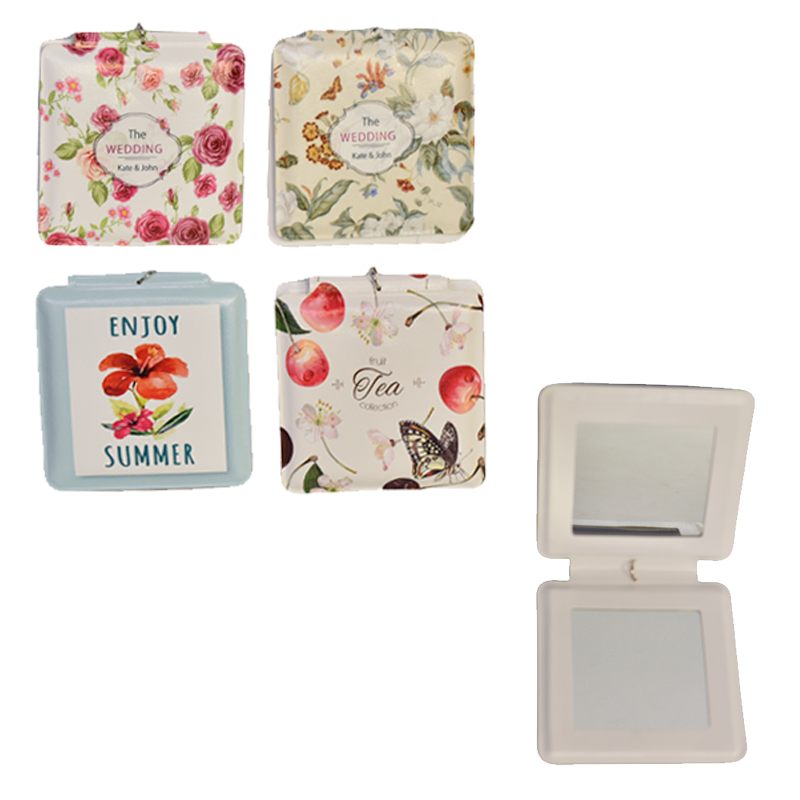 Espejo cuadrado doble de llavero estilo variado