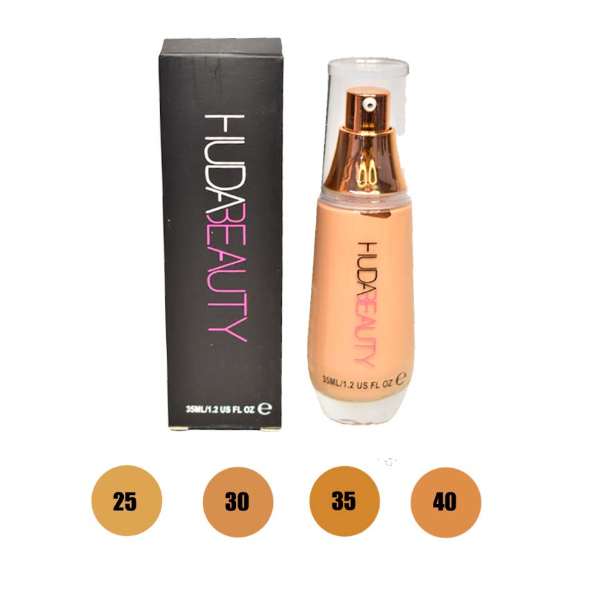 Base Hudabeauty 35ml con tapa transparente y dorado
