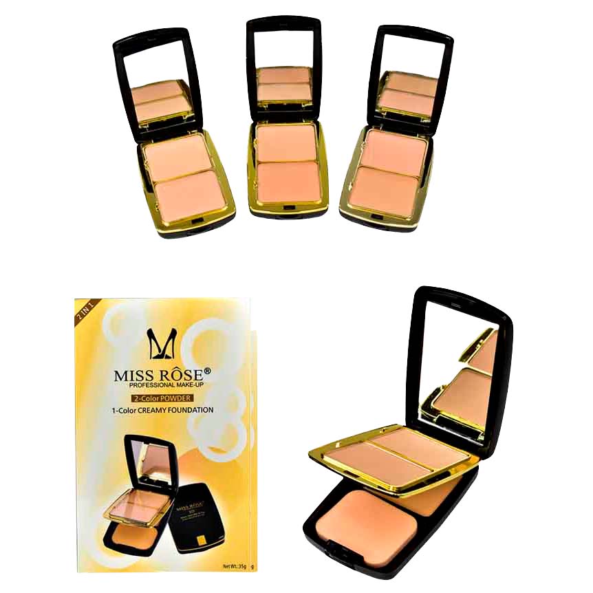 Polvos compactos y base en crema 2 en 1 Miss Rose LOTE1