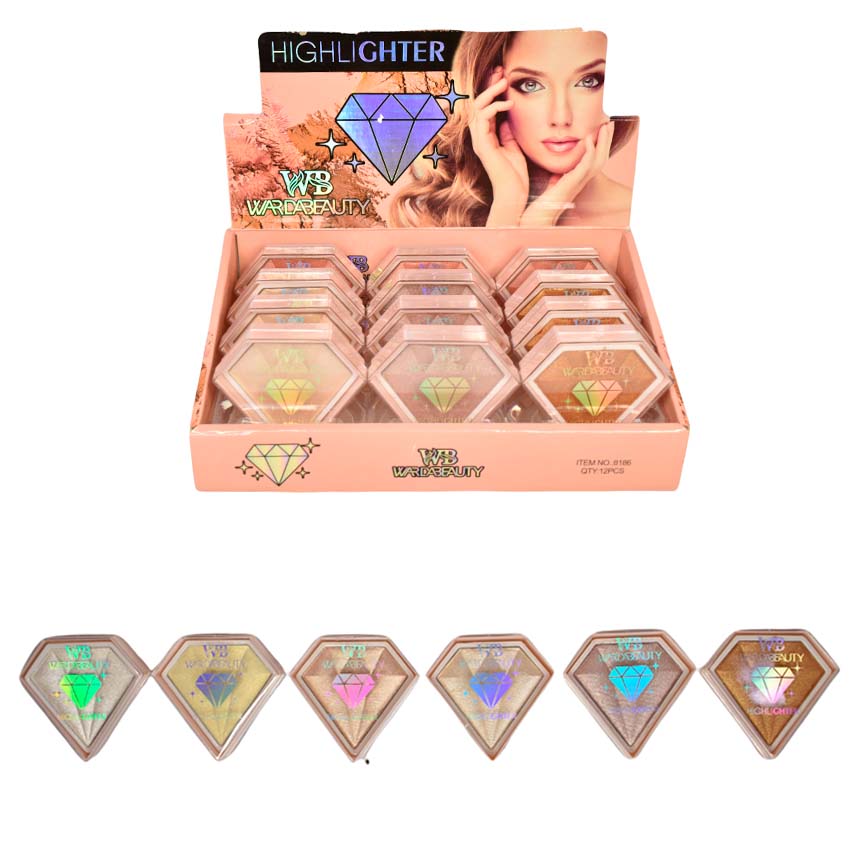 Iluminador en presentación diamante WardaBeauty tonos varios
