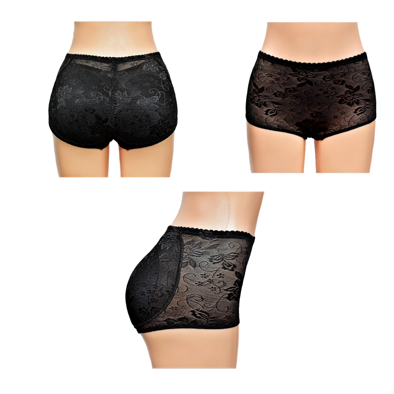 Blumer tipo licra con relleno Body Hip Pants De Encaje y Liso - Imagen 2