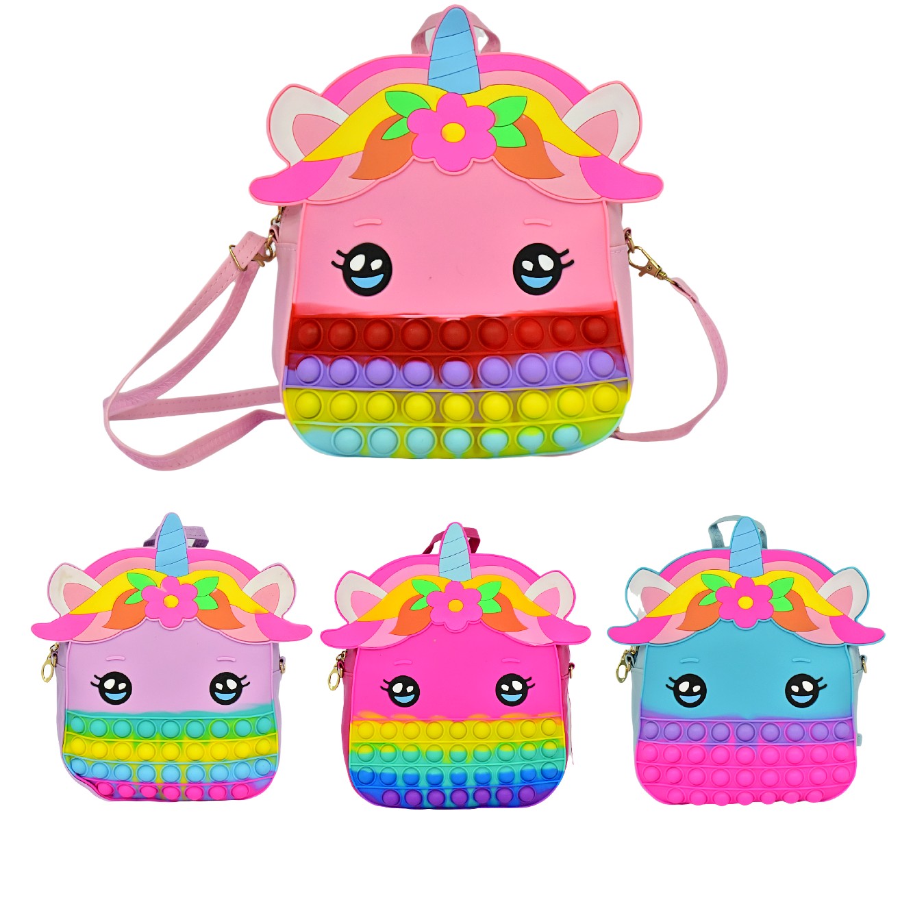 Mochila antiestrés para niña con diseño de unicornio