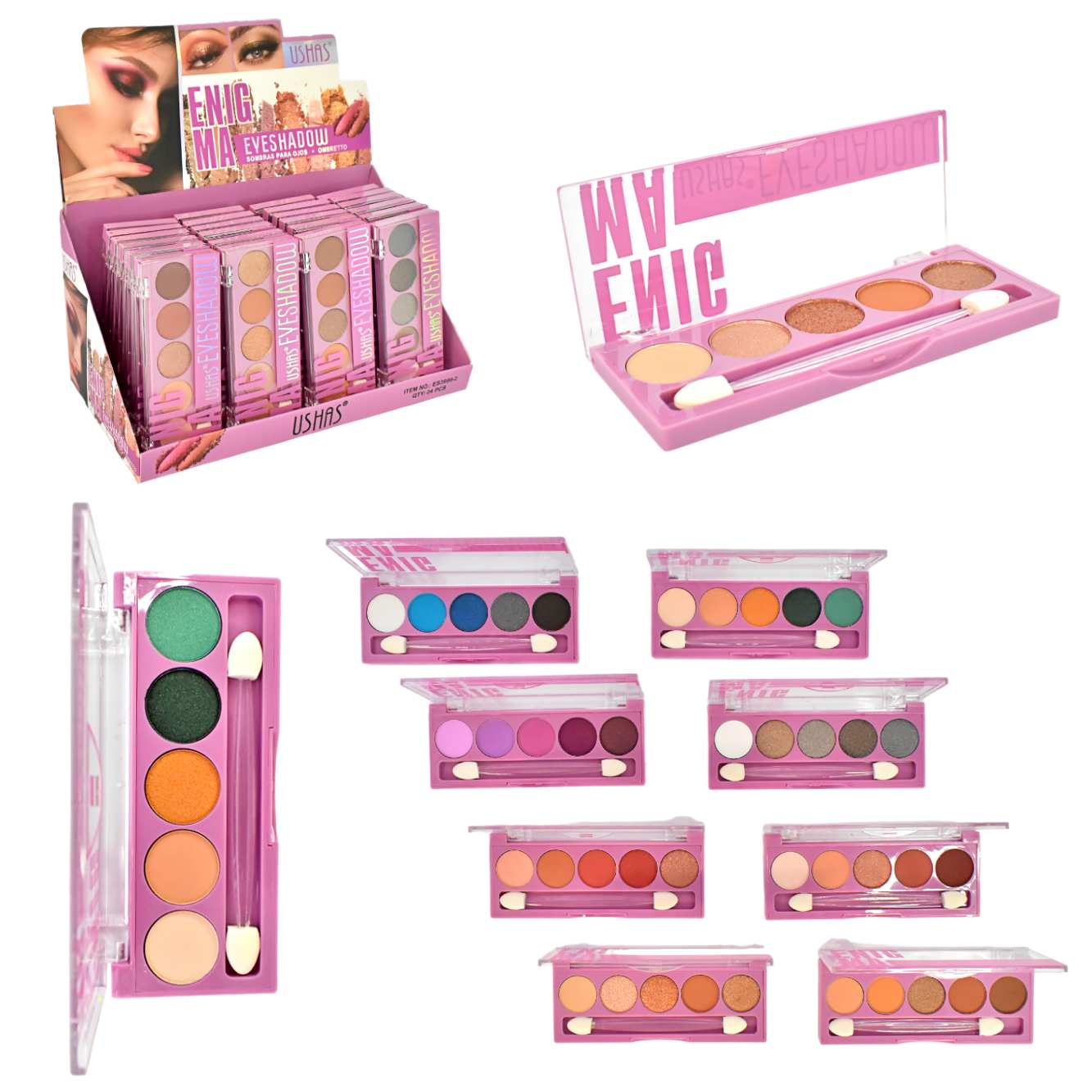 Sombra para ojos Enigma 5 colores con aplicador Ushas