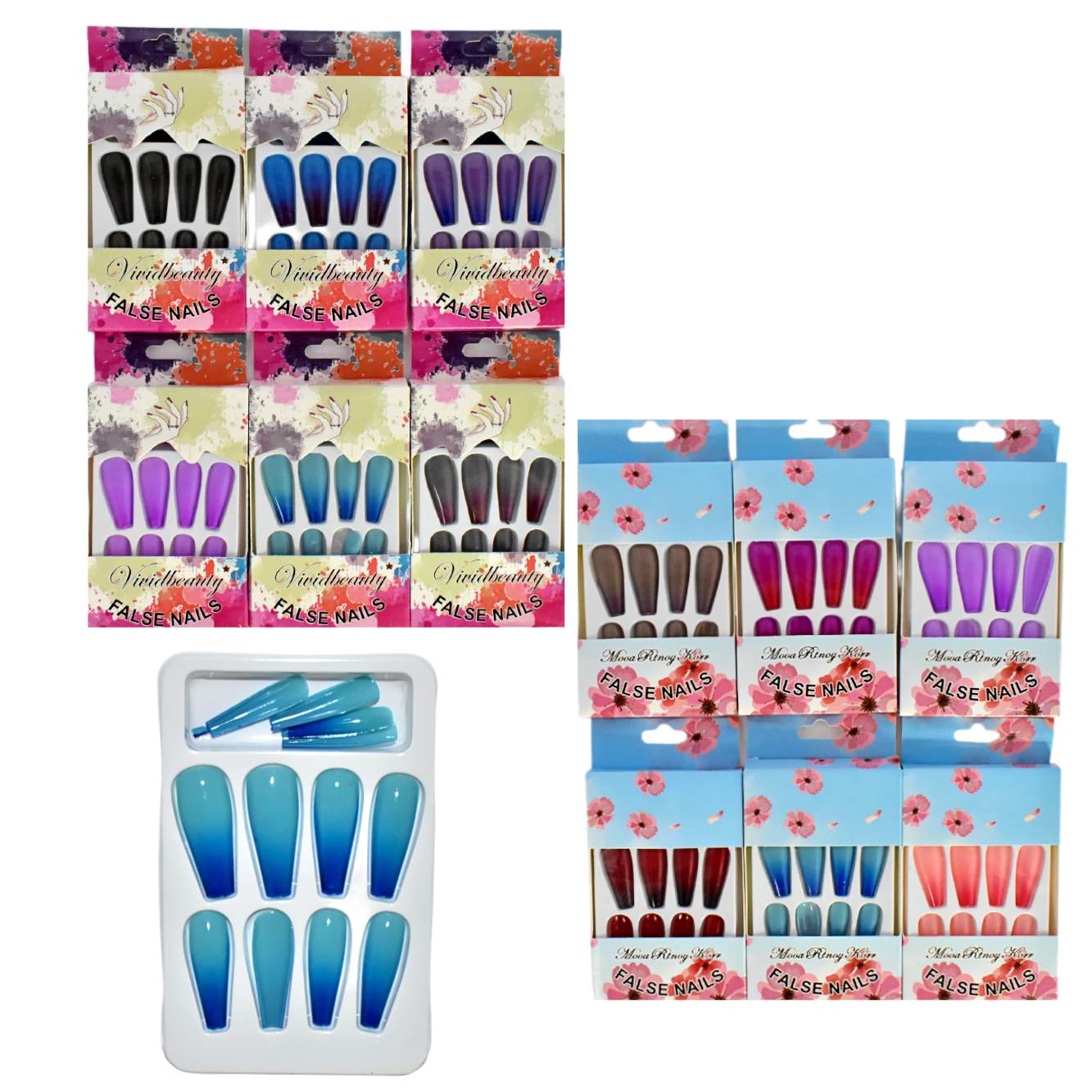 Uñas Press on diferentes colores Vividbeauty y Mooa Rtnoy Korr