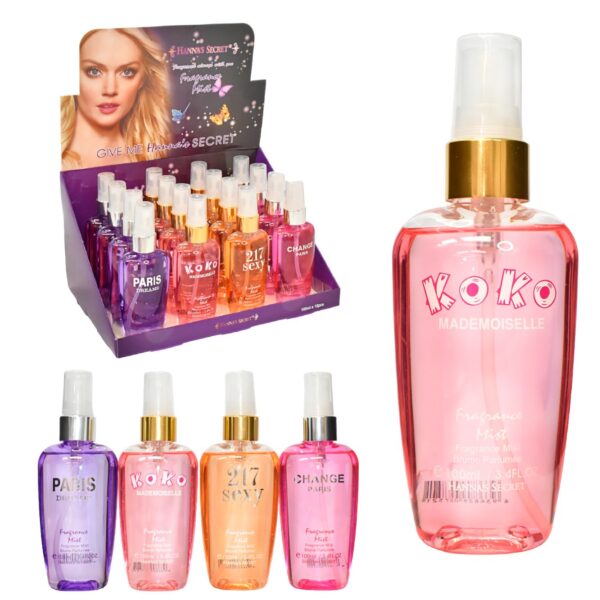 Perfume give me Hanna's Secret 100ml caja morada aromas surtidos