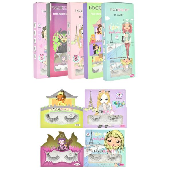 Par de pestañas faux Mink presentacion princesas de disney