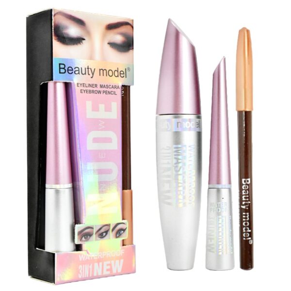 Kit 3 En 1 De Mascara, Delineador De Ojos Y De Cejas Beauty Model