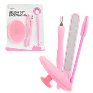 Set De Limpiador Facial De Silicona, Lima, Removedor De Cutícula Y Cepillo De Pestaña