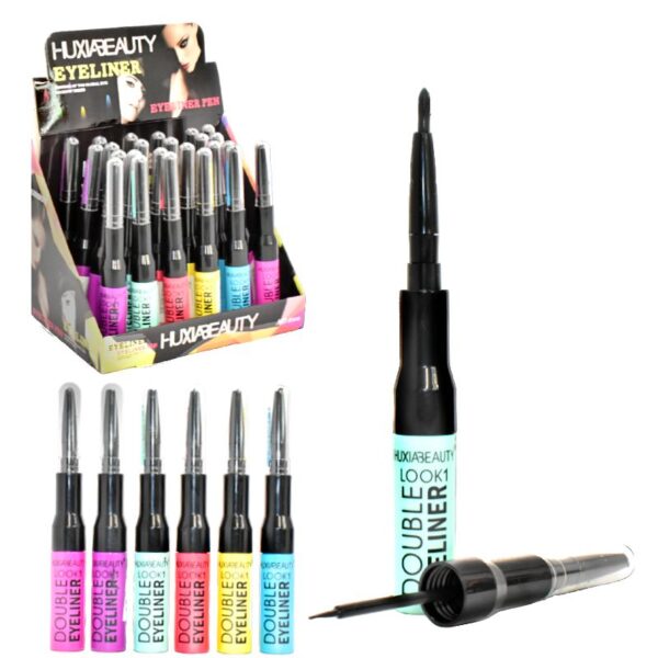 Delineador Negro Liquido Y Retractil 2 En 1 Frasco De Colores