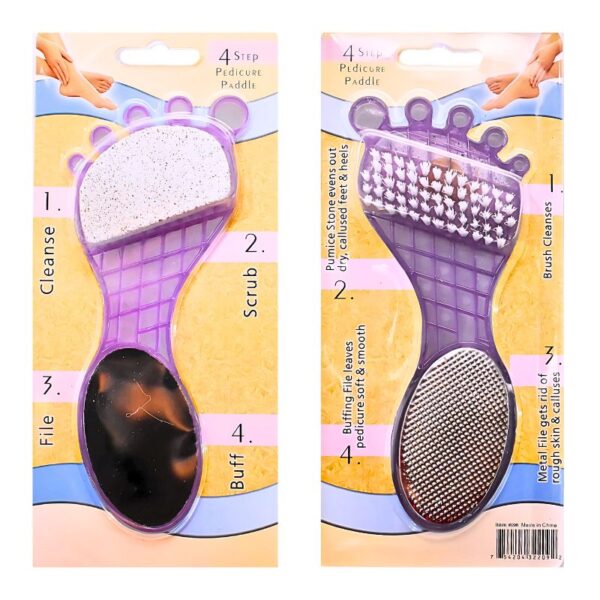 Cepillo portátil para pedicura 4 en 1 diseño de pie empaque de varios colores